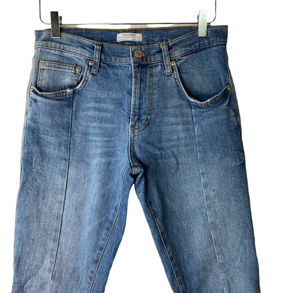Zara Women Two Toned Premium Denim Collection Crop Ankle Jeans Size 4 - Picture 4 of 12